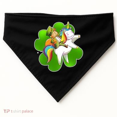 Cute Leprechaun Riding Unicorn USA-Made Doggie Bandana