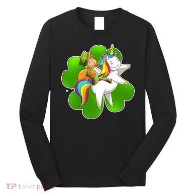 Cute Leprechaun Riding Unicorn Long Sleeve Shirt