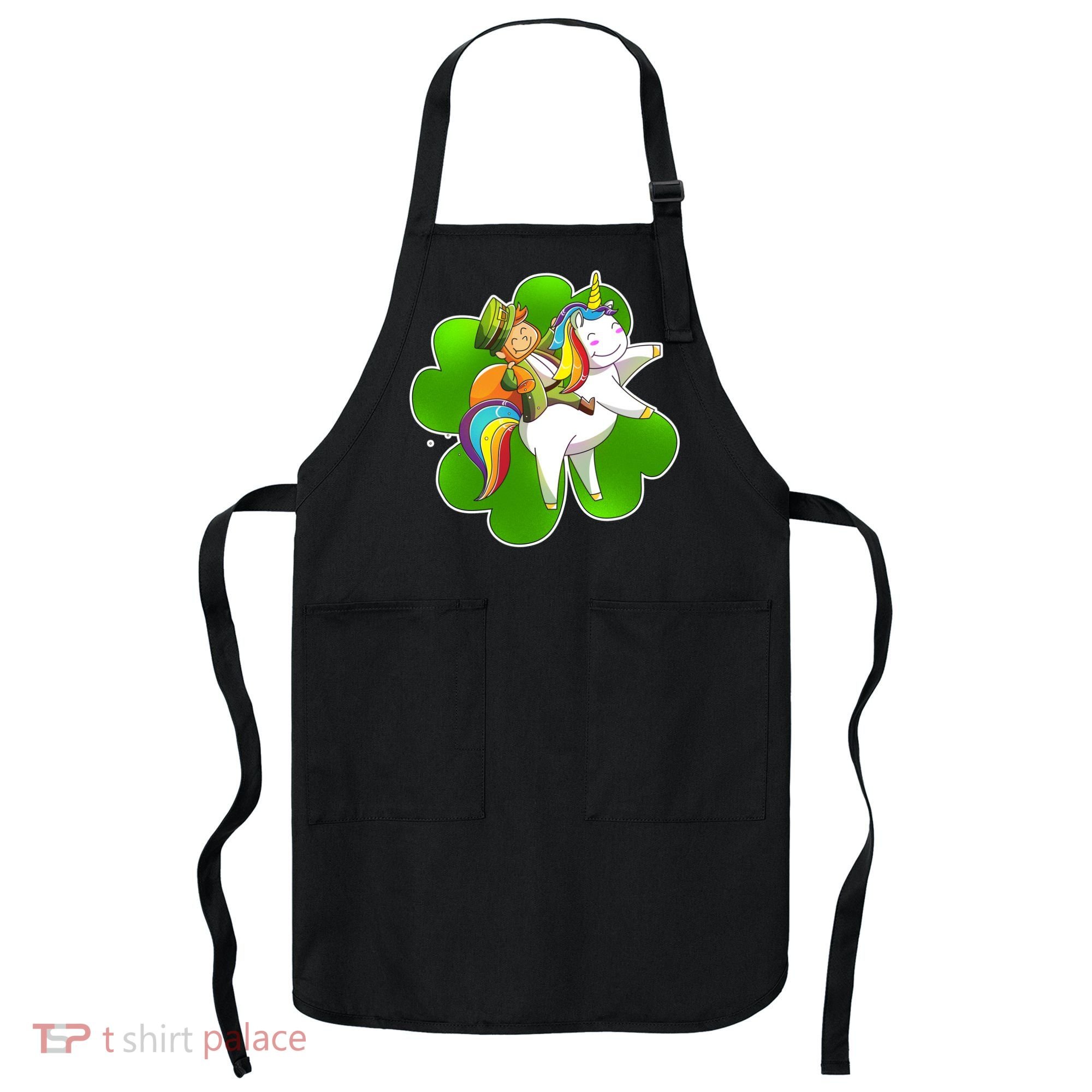 Cute Leprechaun Riding Unicorn Apron