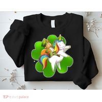Cute Leprechaun Riding Unicorn Sweatshirt thumb 2