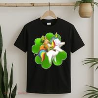 Cute Leprechaun Riding Unicorn T-Shirt thumb 2
