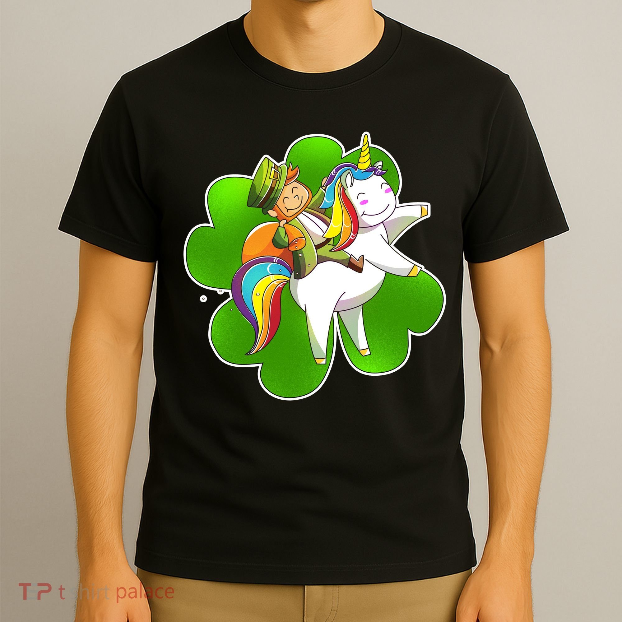 Cute Leprechaun Riding Unicorn T-Shirt