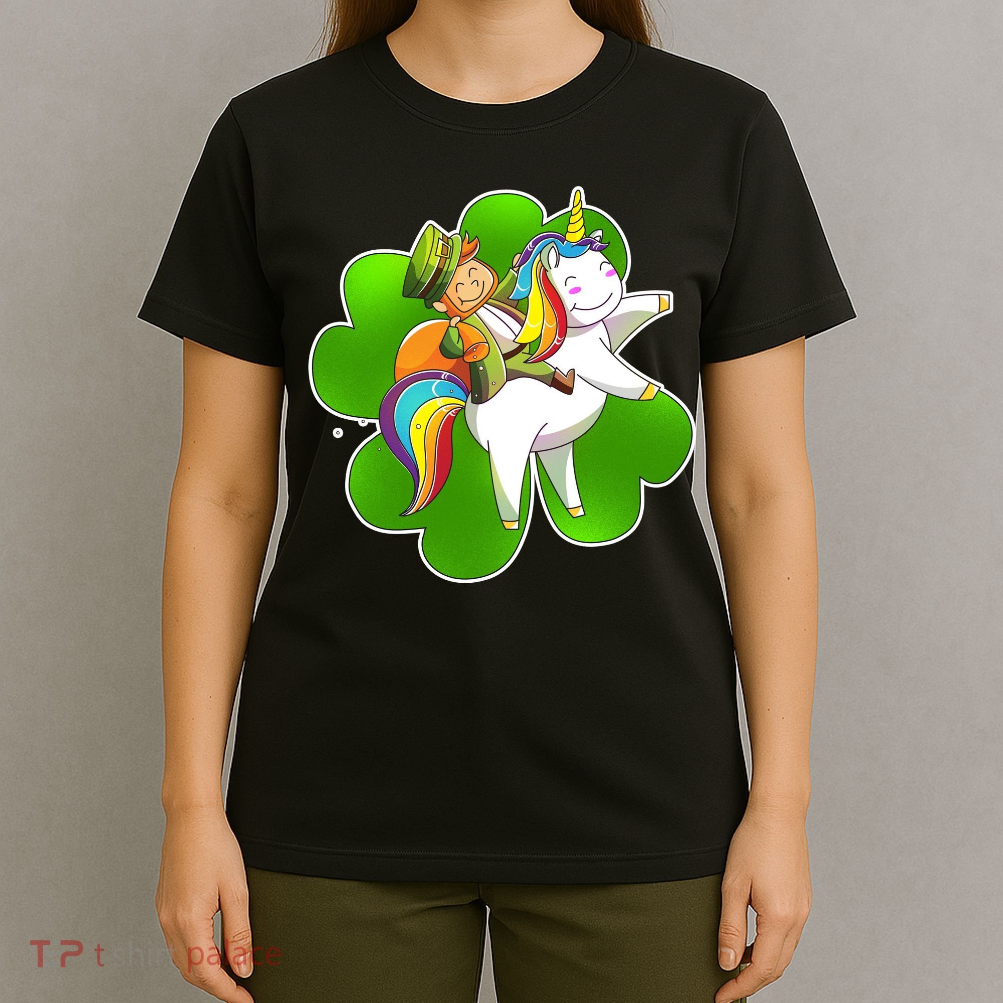Cute Leprechaun Riding Unicorn T-Shirt