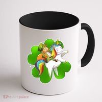 Cute Leprechaun Riding Unicorn Coffee Mug thumb 1