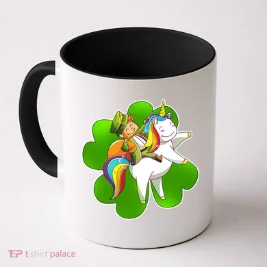 Cute Leprechaun Riding Unicorn Coffee Mug
