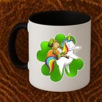 Cute Leprechaun Riding Unicorn Coffee Mug thumb 2