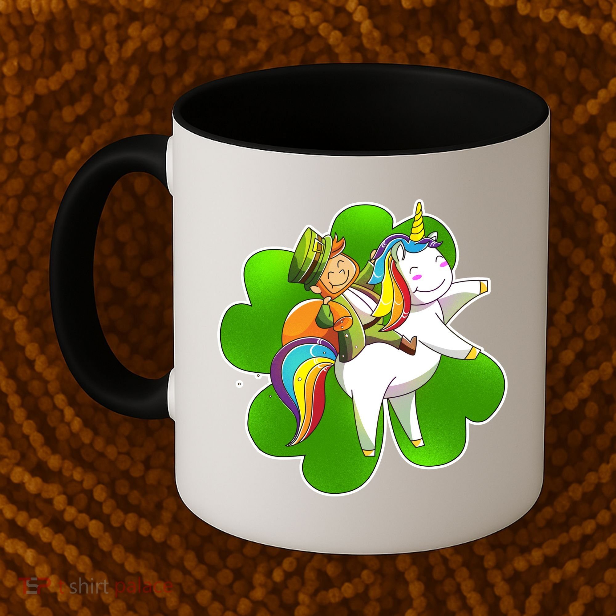Cute Leprechaun Riding Unicorn Coffee Mug
