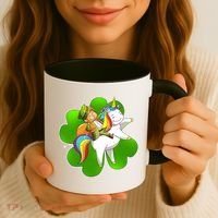 Cute Leprechaun Riding Unicorn Coffee Mug thumb 3