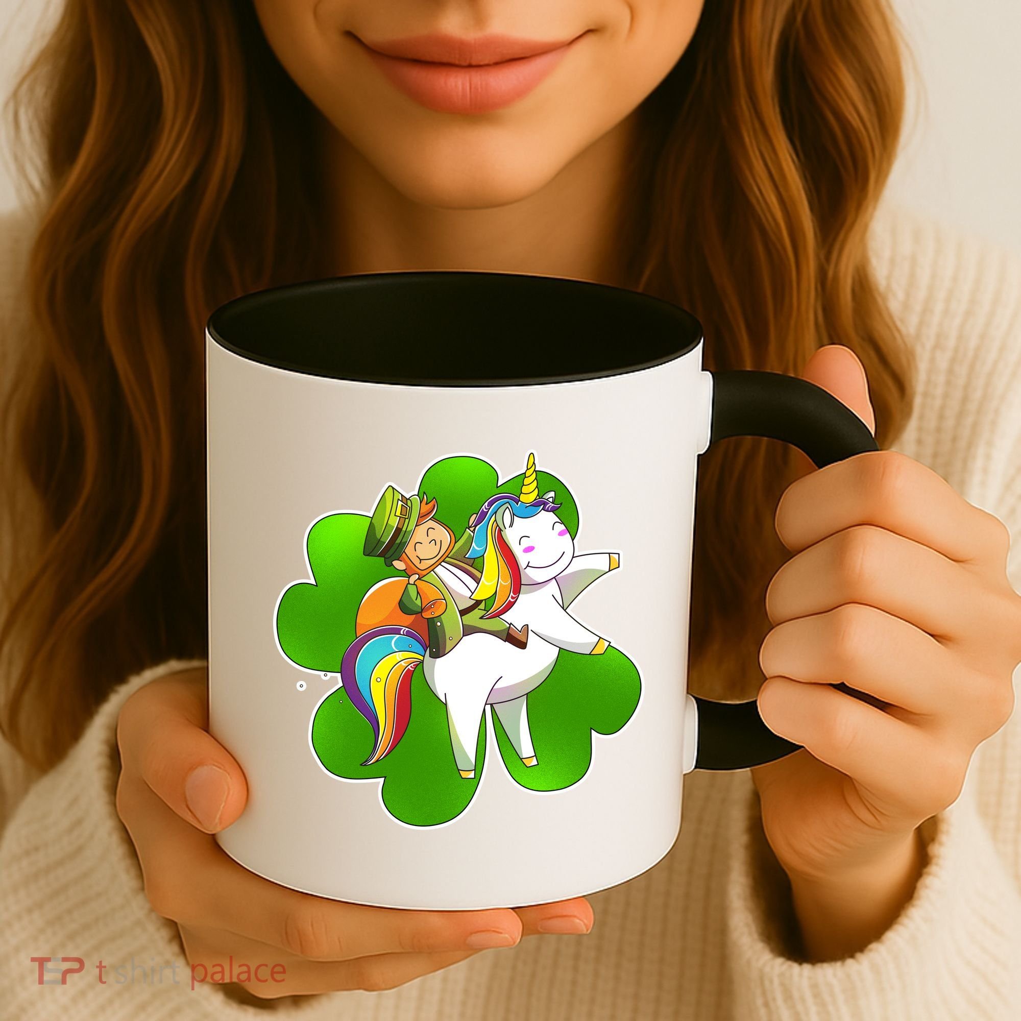 Cute Leprechaun Riding Unicorn Coffee Mug