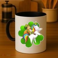 Cute Leprechaun Riding Unicorn Coffee Mug thumb 4