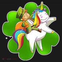 Cute Leprechaun Riding Unicorn Polo thumb 3