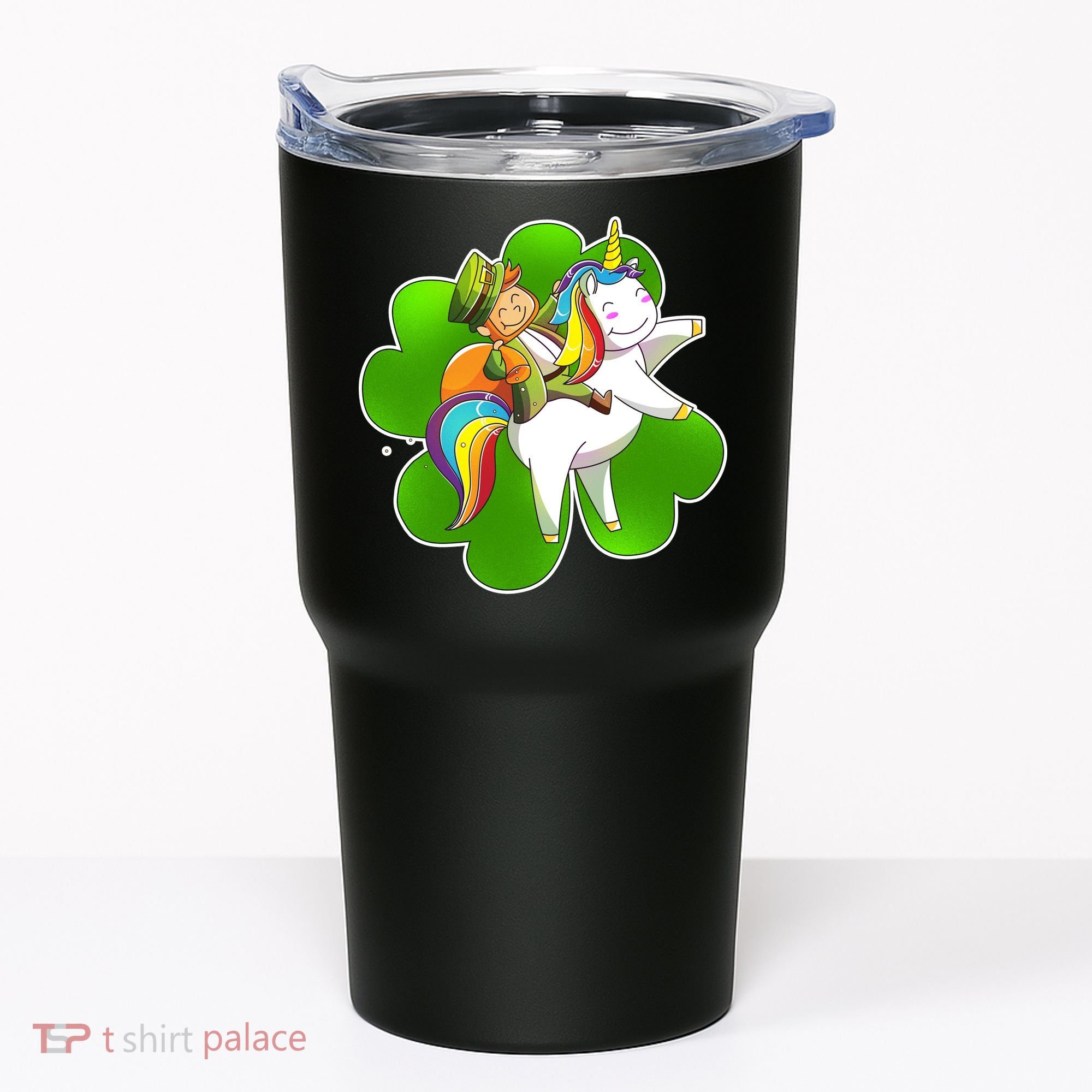 Cute Leprechaun Riding Unicorn Tumbler