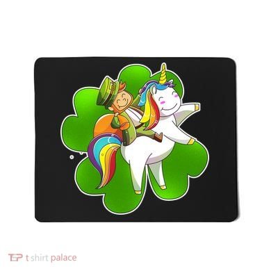 Cute Leprechaun Riding Unicorn Mousepad