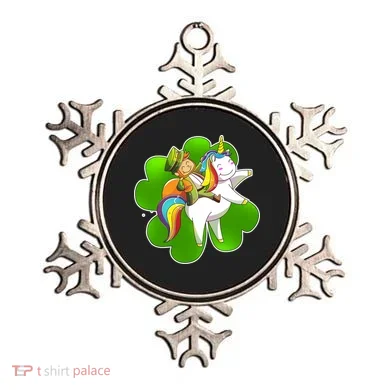 Cute Leprechaun Riding Unicorn Ornament