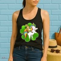 Cute Leprechaun Riding Unicorn Women's Tank Top thumb 2