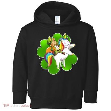 Cute Leprechaun Riding Unicorn Toddler Hoodie