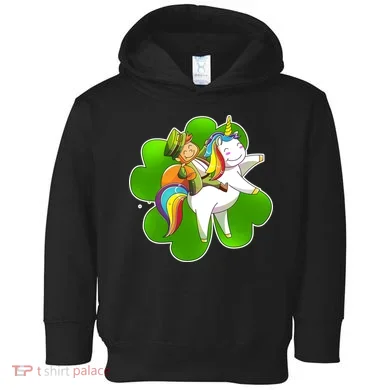 Cute Leprechaun Riding Unicorn Toddler Hoodie