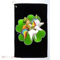 Cute Leprechaun Riding Unicorn Golf Towel thumb 0