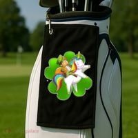 Cute Leprechaun Riding Unicorn Golf Towel thumb 2