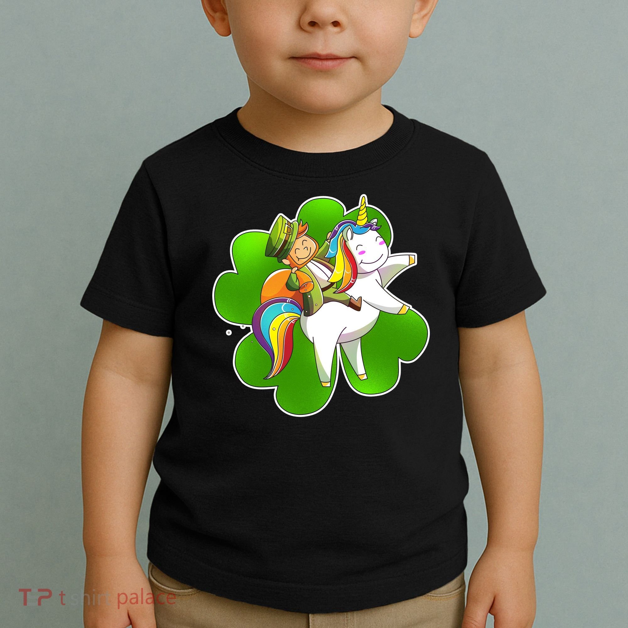 Cute Leprechaun Riding Unicorn Toddler T-Shirt
