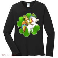 Cute Leprechaun Riding Unicorn Women's Long Sleeve Shirt thumb 0