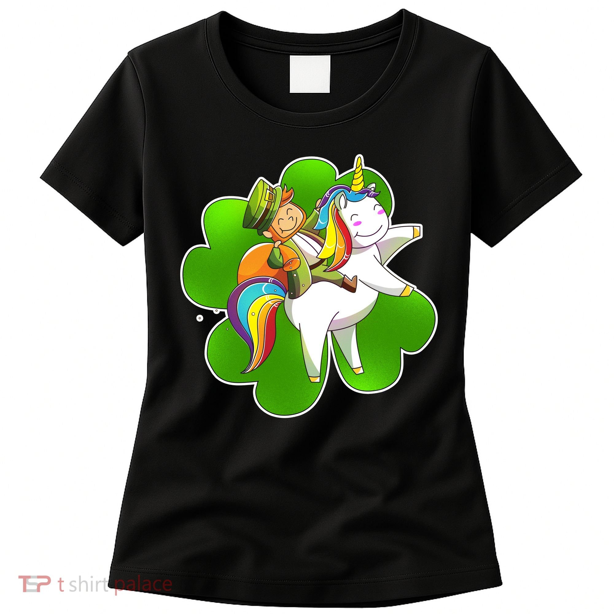 Cute Leprechaun Riding Unicorn Women's T-Shirt