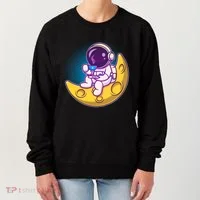 Cute Little Astronaut Drinking Coffee Women's Sweatshirt thumb 0