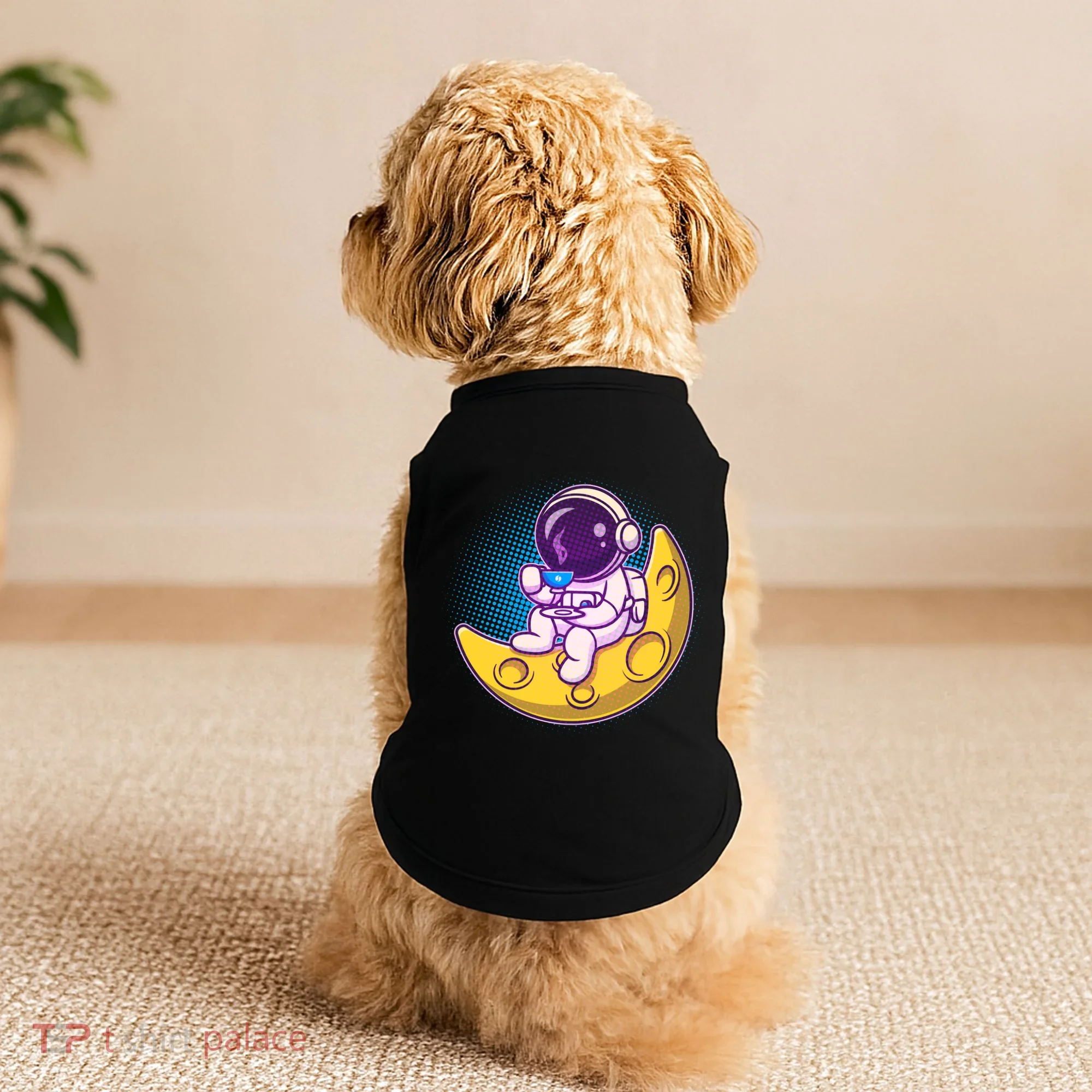 Cute Little Astronaut Drinking Coffee Doggie Tank