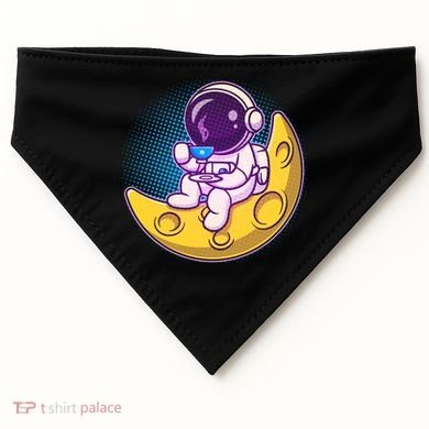 Cute Little Astronaut Drinking Coffee USA-Made Doggie Bandana