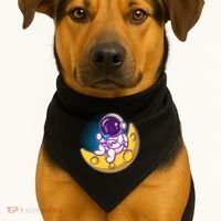 Cute Little Astronaut Drinking Coffee USA-Made Doggie Bandana thumb 1