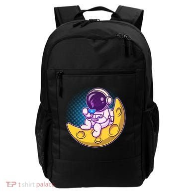 Cute Little Astronaut Drinking Coffee Backpack