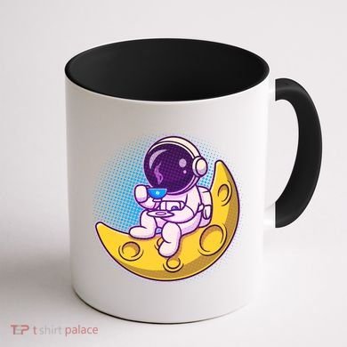 Cute Little Astronaut Drinking Coffee Coffee Mug back