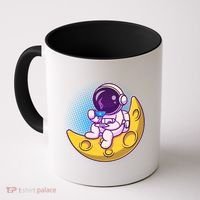 Cute Little Astronaut Drinking Coffee Coffee Mug thumb 0