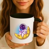Cute Little Astronaut Drinking Coffee Coffee Mug thumb 3