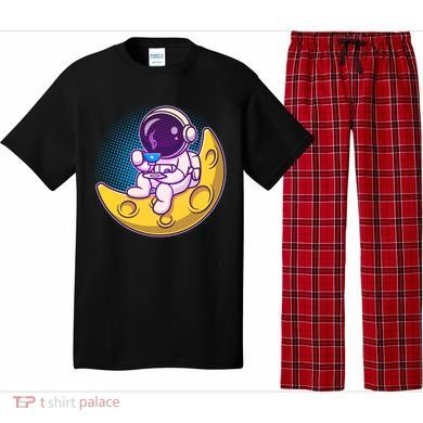 Cute Little Astronaut Drinking Coffee Pajama Set
