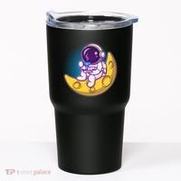 Cute Little Astronaut Drinking Coffee Tumbler thumb 0