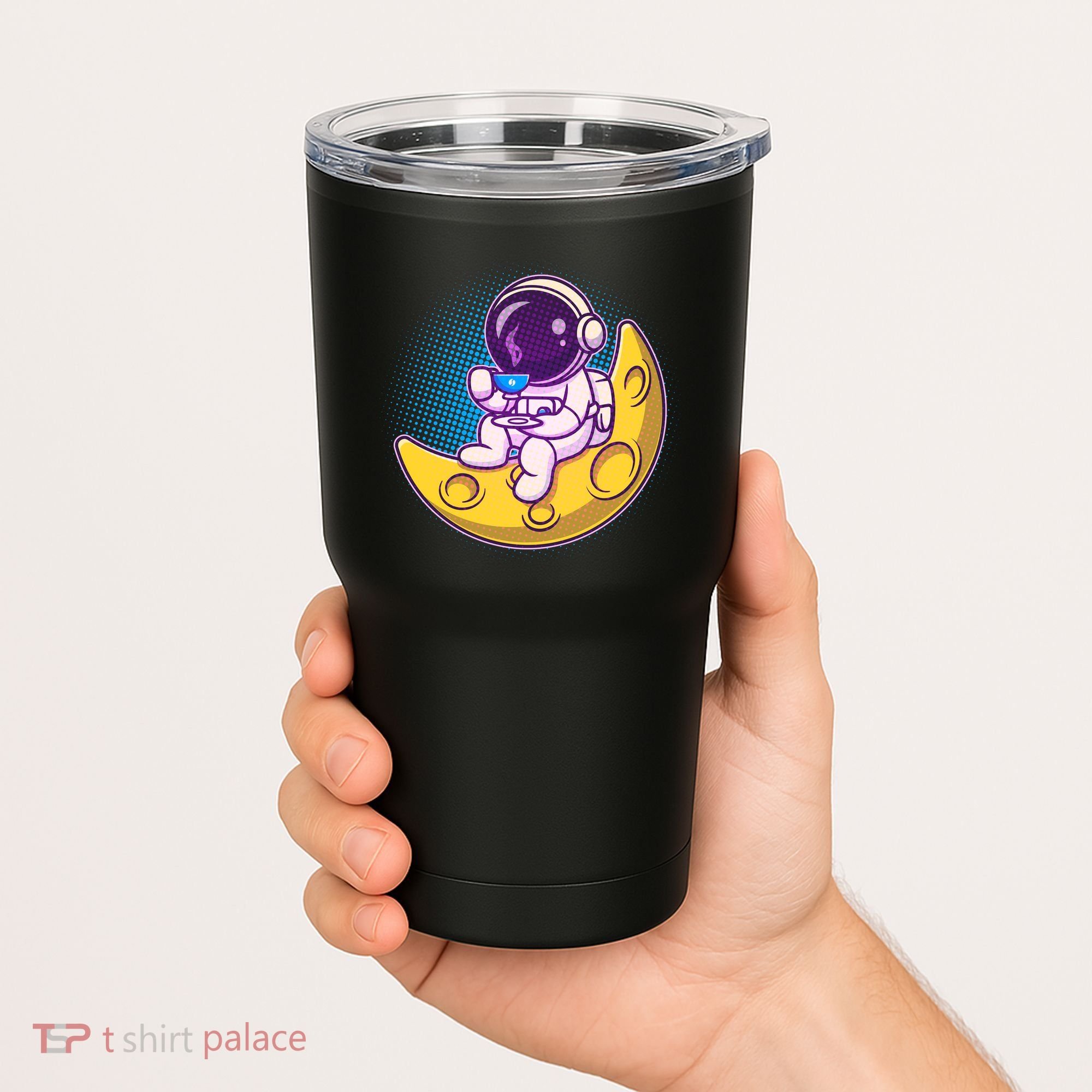 Cute Little Astronaut Drinking Coffee Tumbler