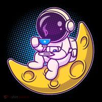 Cute Little Astronaut Drinking Coffee Ornament thumb 1