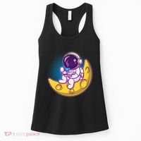 Cute Little Astronaut Drinking Coffee Women's Tank Top thumb 0