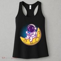 Cute Little Astronaut Drinking Coffee Women's Tank Top thumb 3