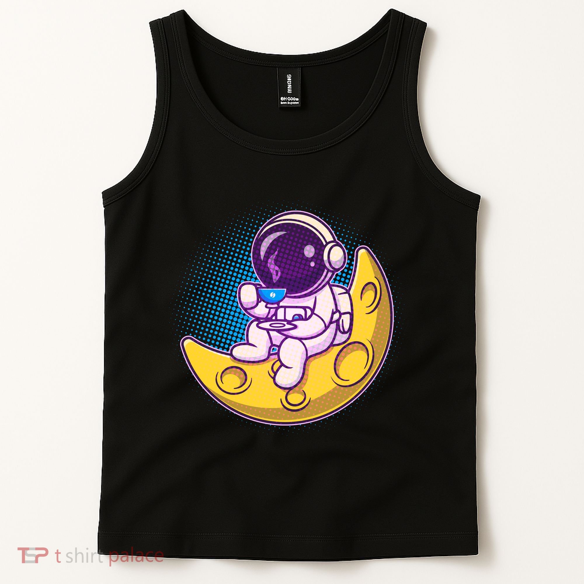 Cute Little Astronaut Drinking Coffee Tank Top
