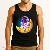 Cute Little Astronaut Drinking Coffee Tank Top thumb 3