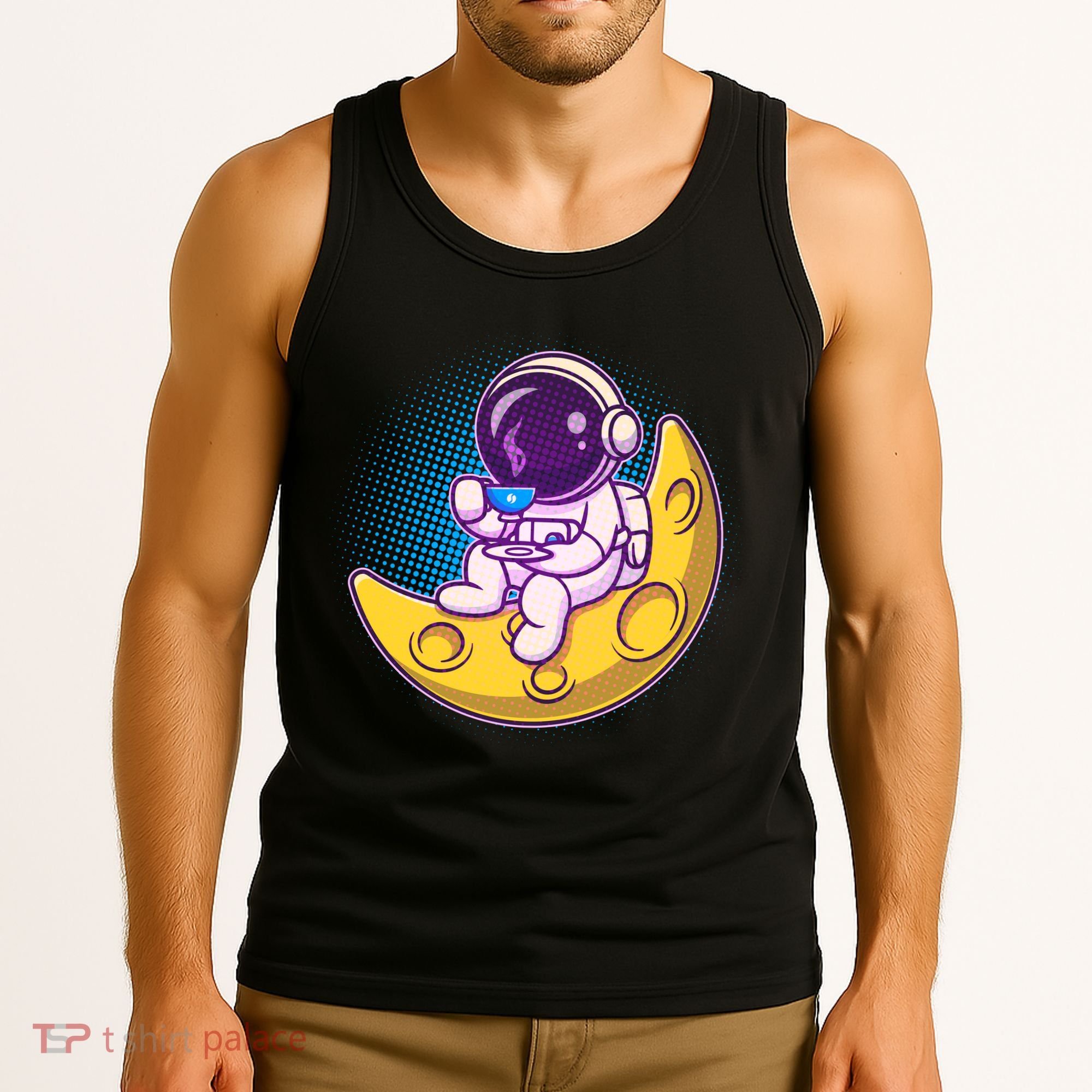 Cute Little Astronaut Drinking Coffee Tank Top