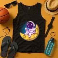 Cute Little Astronaut Drinking Coffee Tank Top thumb 4