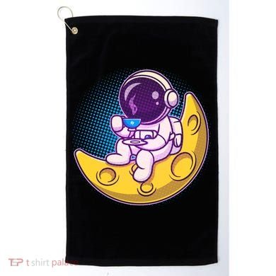 Cute Little Astronaut Drinking Coffee Golf Towel