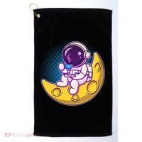 Cute Little Astronaut Drinking Coffee Golf Towel thumb 0