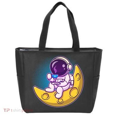 Cute Little Astronaut Drinking Coffee Tote Bag