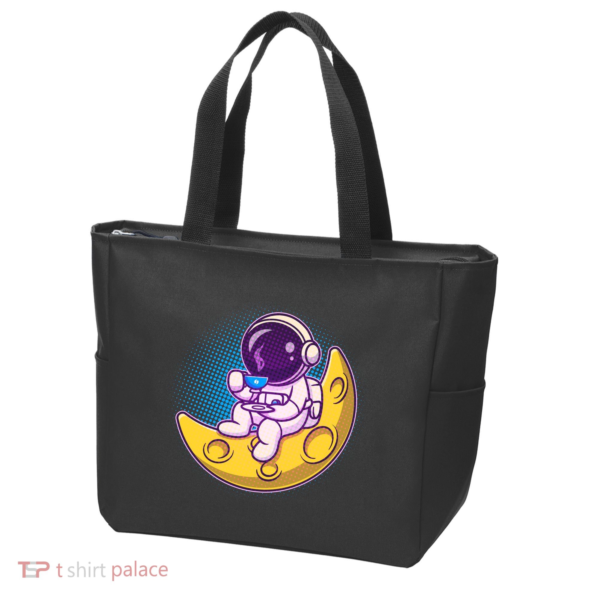 Cute Little Astronaut Drinking Coffee Tote Bag