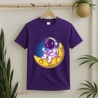 Cute Little Astronaut Drinking Coffee T-Shirt thumb 2