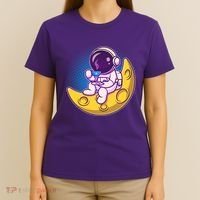 Cute Little Astronaut Drinking Coffee T-Shirt thumb 4